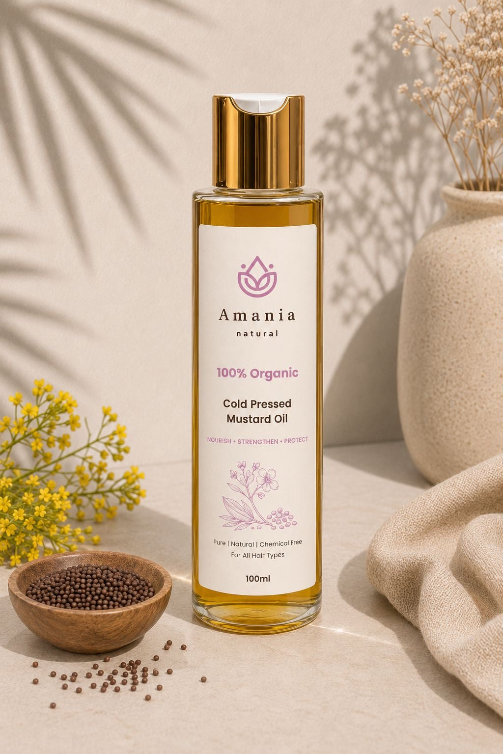 Amania Natural Cold Pressed Mustard Oil – 100% Organic | 100ml